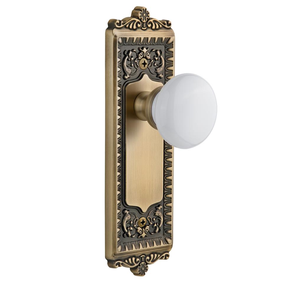 Grandeur by Nostalgic Warehouse WINHYD Privacy Knob - Windsor Plate with Hyde Park Knob in Vintage Brass